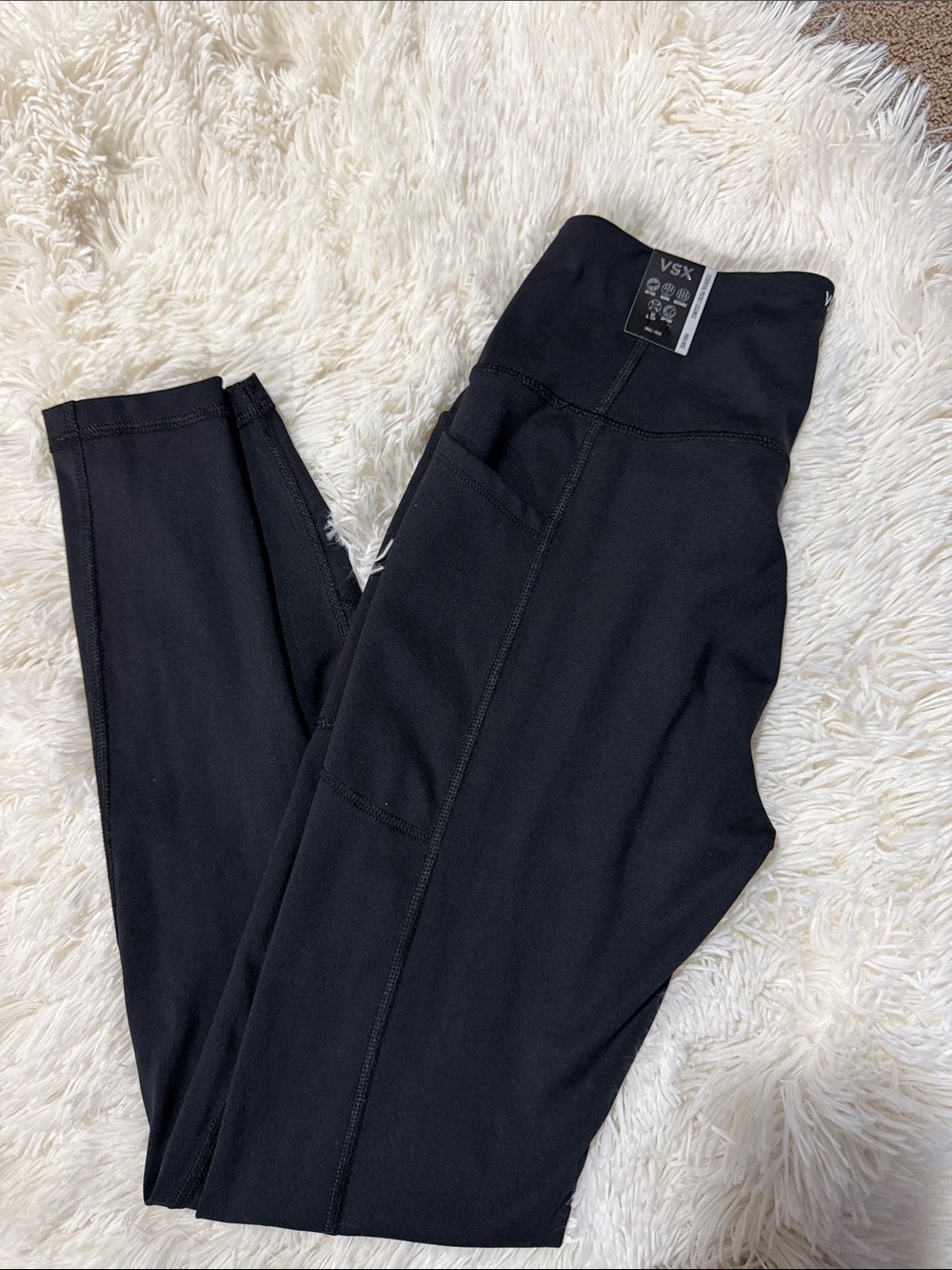 VSX Black Kids High-Waist Athletic Leggings with Side Pocket